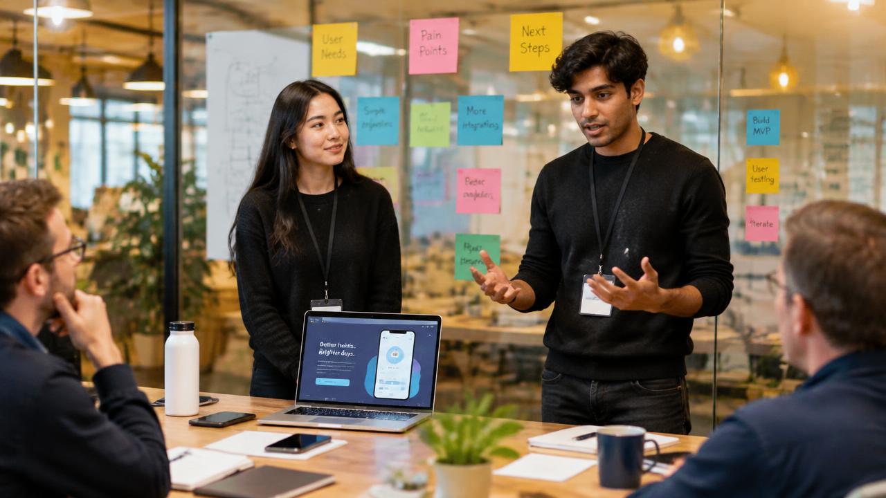 Session de mentorat et de pitch dans un incubateur de startups au Maroc, région de Tétouan et Martil